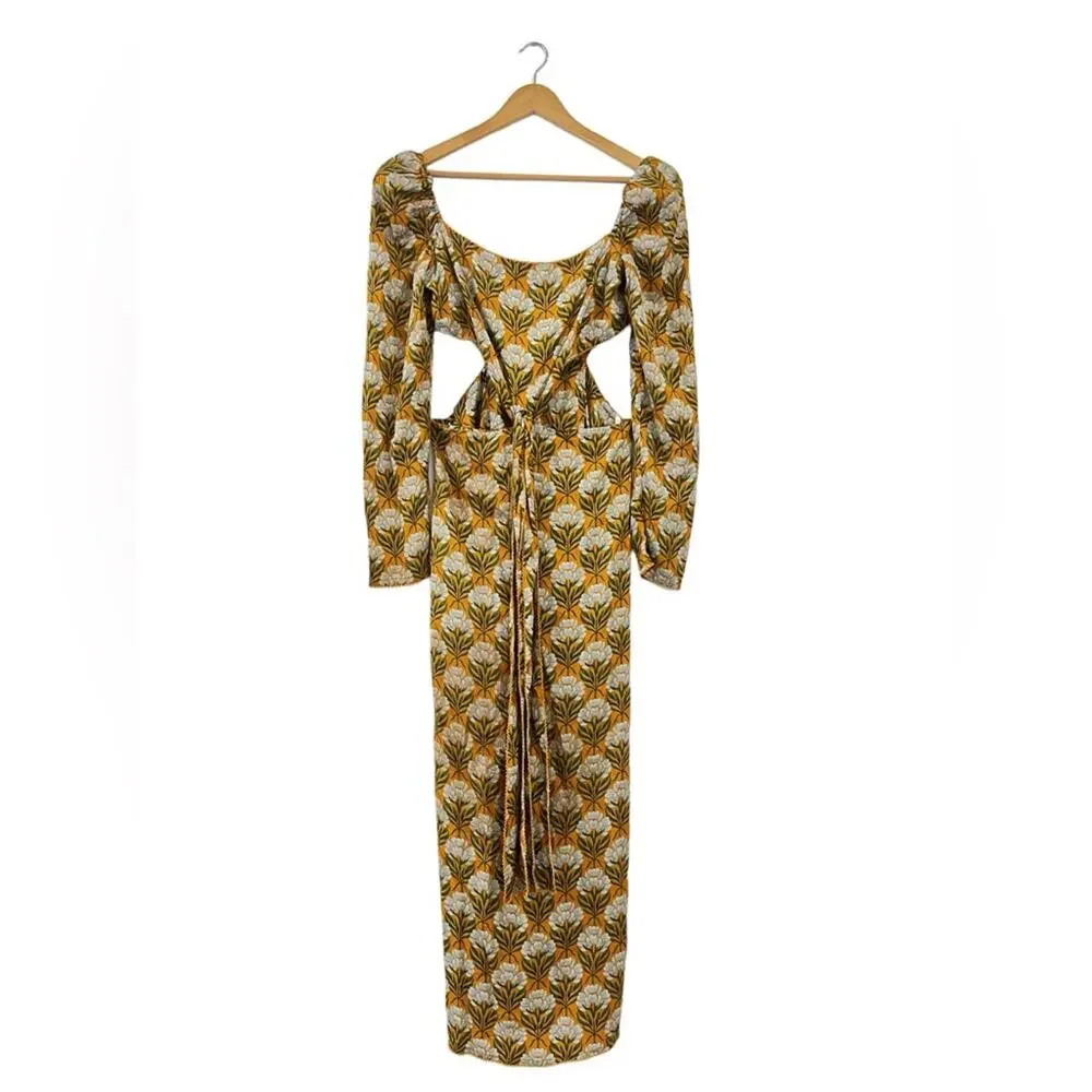 Agua By Agua Bendita Cuarzo Maxi Dress M Long Sleeve Luxury Resort - Picture 2 of 13